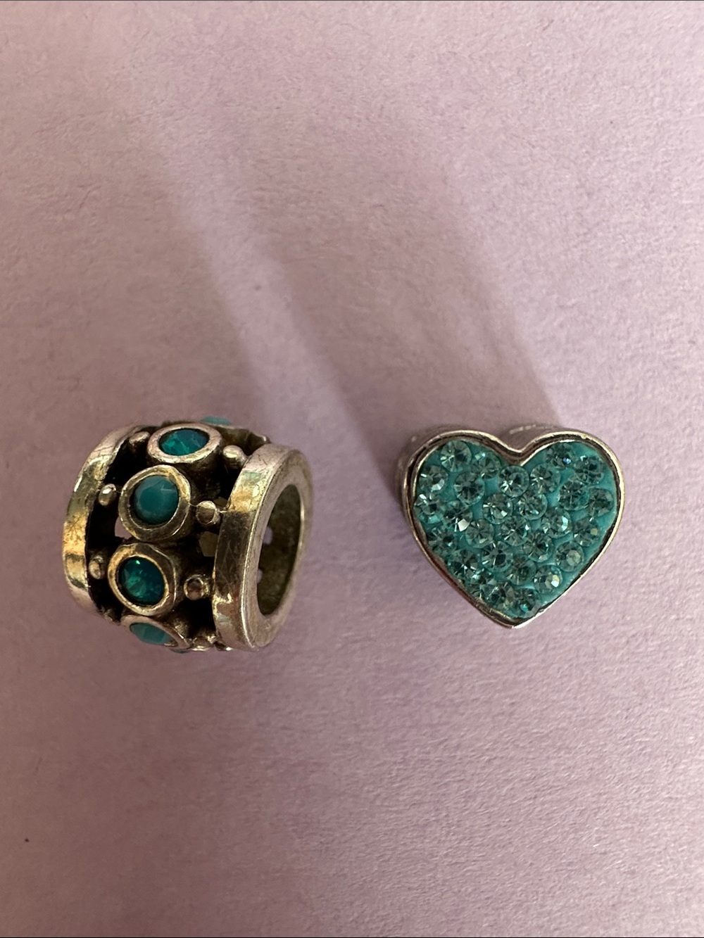 Silver Charm Beads with Aqua Blue Accents - Women Jewelry